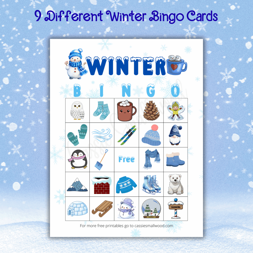 cute winter bingo game for kids (free printable) - cassie smallwood